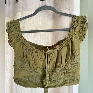 FREE PEOPLE OFF SHOULDER BOHO CROP TOP